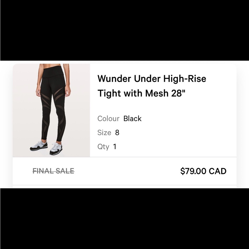 lululemon athletica Black Wunder Under High-Rise Tight with Mesh
